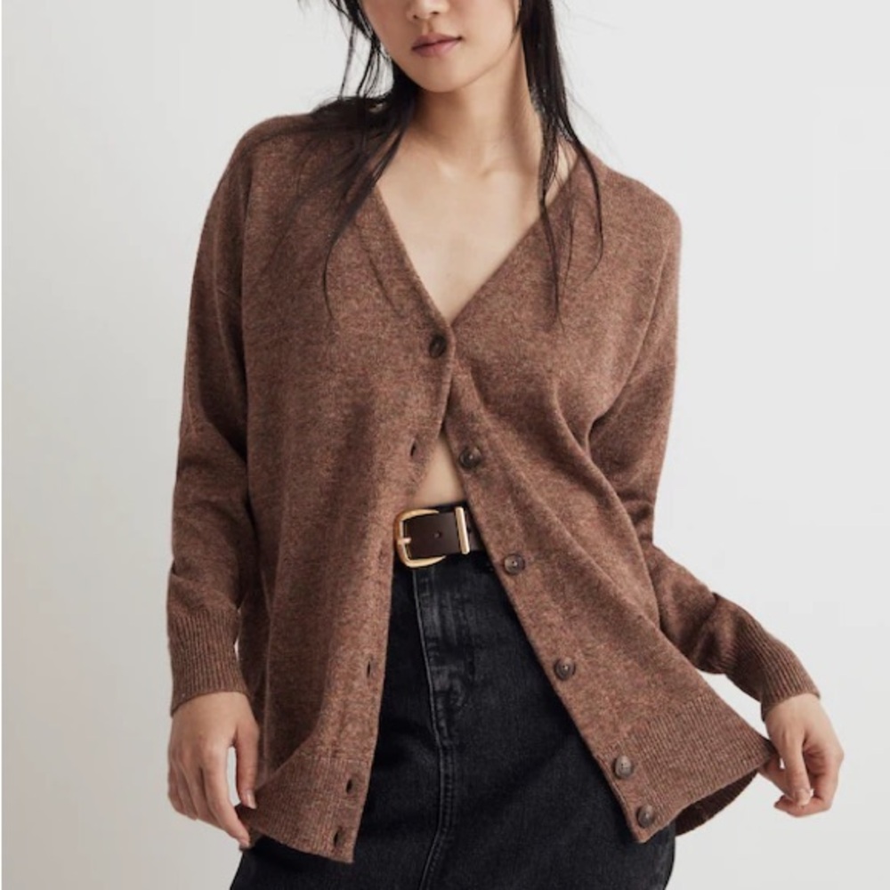 Madewell Brown V-neck Relaxed Cardigan Sweater